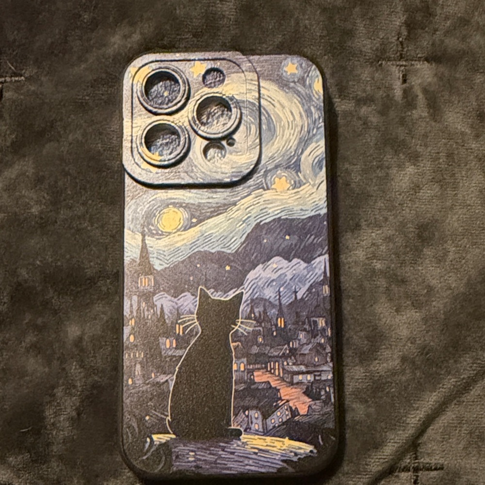 Starry Night Cat iPhone 14 Pro Case